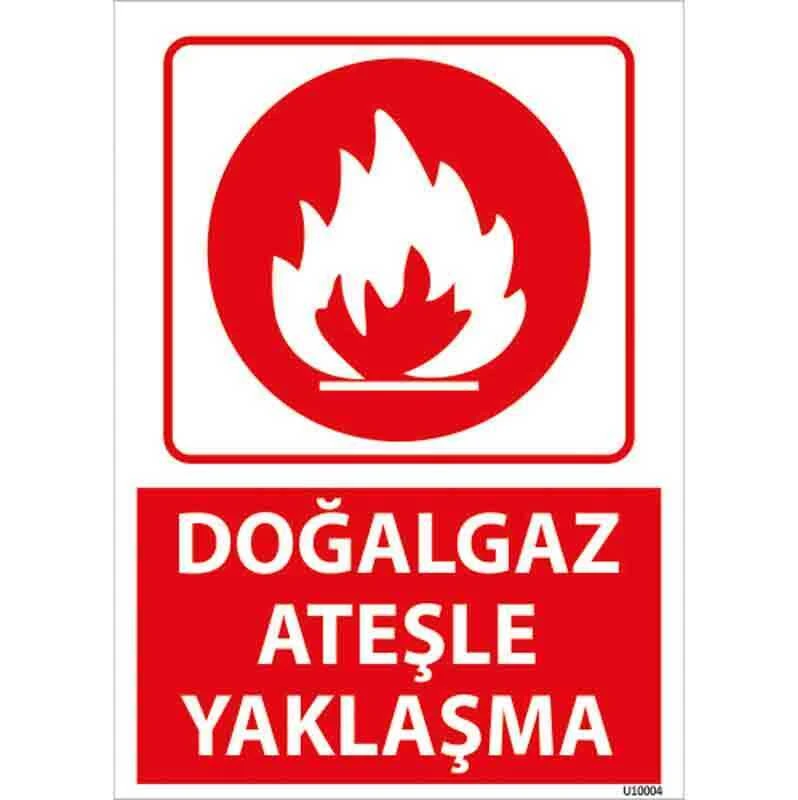 Doğalgaz Ateşle Yaklaşma Uyarı Levhası - Güvenlik Tabelası
