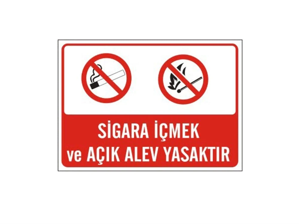 Tehlike Sigara İçmek Kibrit Taşımak Açık Alev Kesinlikle Yasaktır - Güvenlik Tabelası