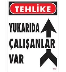 Yukarıda Çalışanlar Var Uyarı Levhası - Güvenlik Tabelası