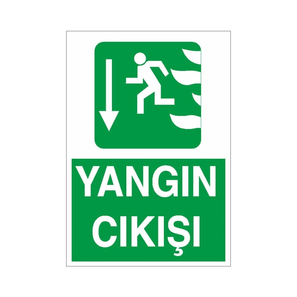 Yangın Çıkış Uyarı Levhası Aşağı - Güvenlik Tabelası
