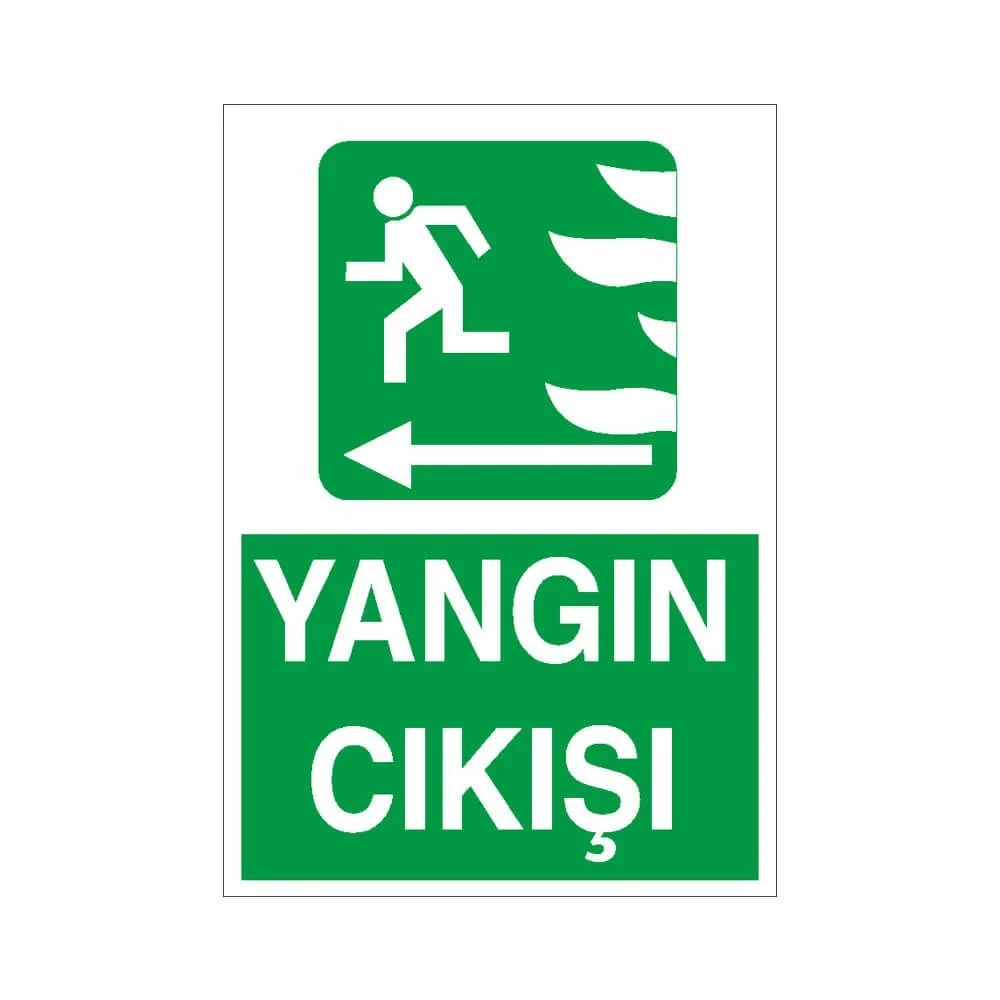 Yangın Çıkış Uyarı Levhası Sol - Güvenlik Tabelası