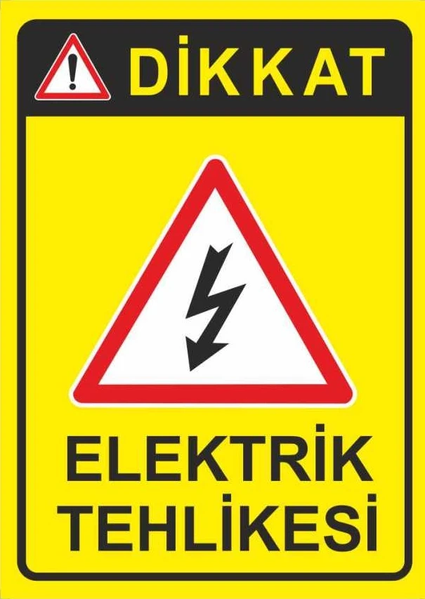 Dikkat Elektrik Uyarısı Levhası - Güvenlik Tabelası