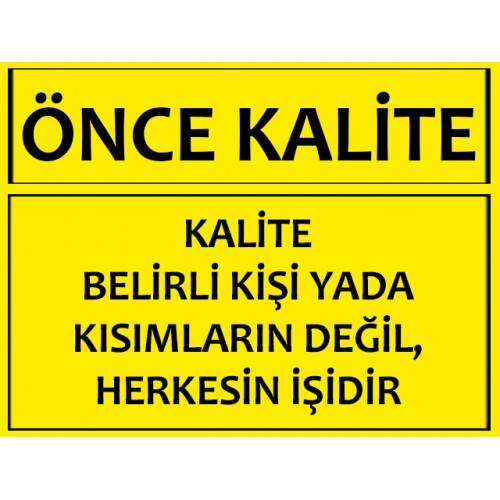 Kalite Belirli Kişi Yada Kısımların Değil Herkesin İşidir - Güvenlik Tabelası