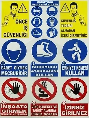 9lu İş Güvenliği İkaz Levhası - Güvenlik Tabelası