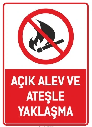 Açık Alev Ve Ateşle Yaklaşma - Güvenlik Tabelası