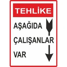 Aşağıda Çalışanlar Var Uyarı Levhası - Güvenlik Tabelası
